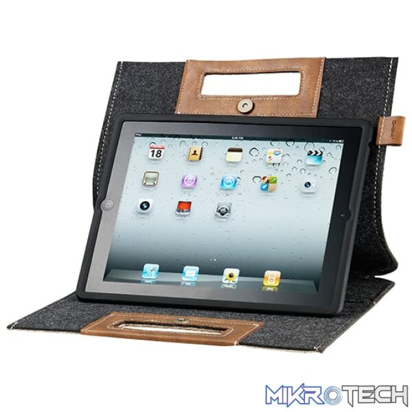 Cooler Master Elegance Collection Afrino Folio For iPad 2 Easy To Carry With Handle, Water Resistance Material And Protects From Scratches, Dust And Drops - Grey Colour - Image 2