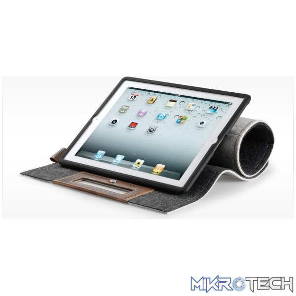 Cooler Master Elegance Collection Afrino Folio For iPad 2 Easy To Carry With Handle, Water Resistance Material And Protects From Scratches, Dust And Drops - Grey Colour - Image 3