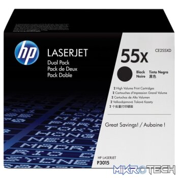 HP # 55X LASERJET P3015 BLACK PRINT CARTRIDGE - DUAL PACK