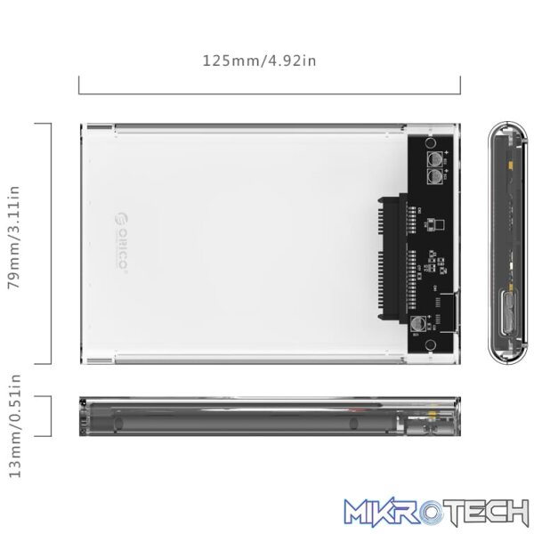 ORICO 2.5" USB3.0 Transparent HDD Enclosure - Image 4