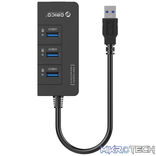 ORICO 3 Port USB3.0 Hub With Gigabit Ethernet Adapter - Black - Image 2