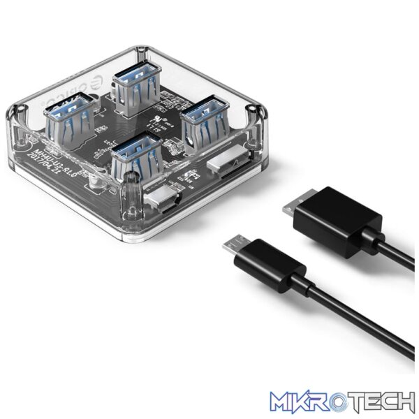 ORICO 4 Port USB Hub Transparent 1M - Image 4
