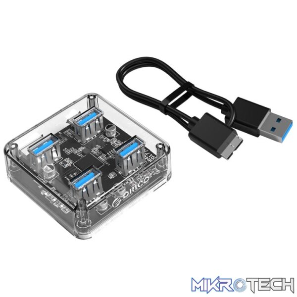 ORICO 4 Port USB Hub Transparent 1M - Image 5
