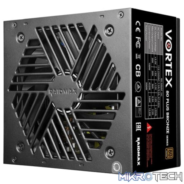 Raidmax PSU VORTEX 500W 80 Plus Bronze Non-Modular Power Supply - Image 2