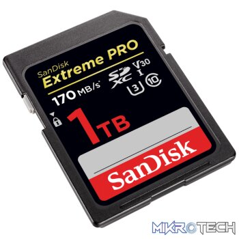 SANDISK EXTREME PRO 1TB SDXC MEMORY CARD UP TO 170MBS. UHS I. CLASS 10. U3. V30