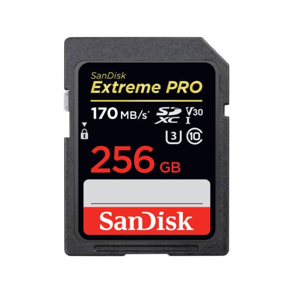 SANDISK EXTREME PRO 256GB SDXC MEMORY CARD UP TO 170MBS. UHS I. CLASS 10. U3. V30