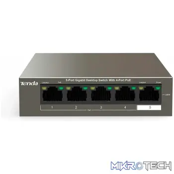 Tenda 5-Port Gigabit Desktop Switch 4-Port PoE | TEG1105P-4-63W