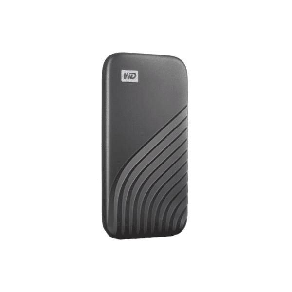 WD 500GB MY PASSPORT SSD PORTABLE SSD. UP TO 1050MBS READ AND 1000MBS WRITE SPEEDS. USB 3.2 GEN 2 SPACE GRAY