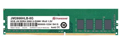 Transcend JM2666HLB-8G JetRam 8GB DDR4-2666 288-Pin Desktop DIMM memory