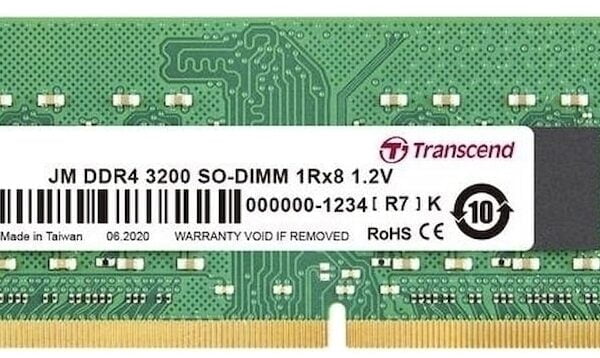 Transcend JetRam 16GB DDR4-3200 CL22 1.2V 260 pin Notebook SO-DIMM Memory