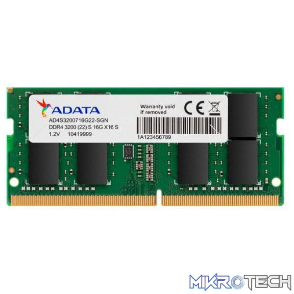 Adata Valueram 16Gb DDR4-3200 (pc4-25600) CL22 1.2V Notebook Memory module Adata Valueram 16Gb DDR4-3200 (pc4-25600) CL22 1.2V Notebook Memory module
