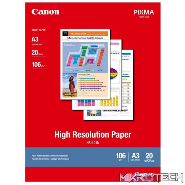 Canon HR-101N A3 High Resolution Matte finish Paper - 20sheets Canon HR-101N A3 High Resolution Matte finish Paper - 20sheets