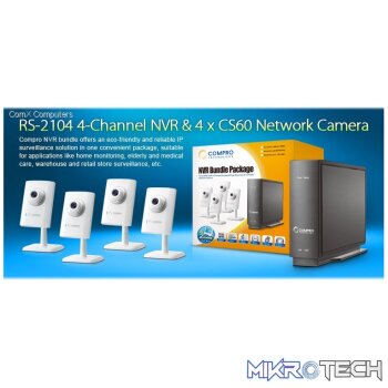 Compro BR-04400 RS-2104 + 4x CS60 security camera kit