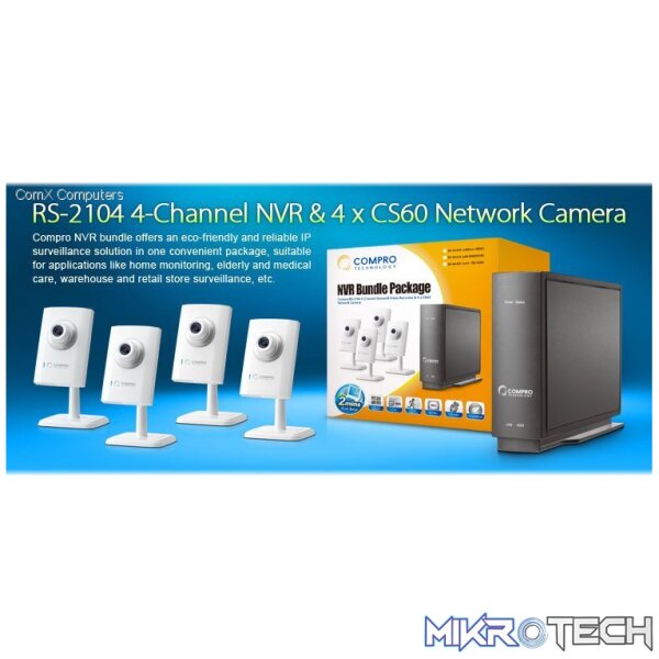 Compro BR-04400 RS-2104 + 4x CS60 security camera kit Compro BR-04400 RS-2104 + 4x CS60 security camera kit