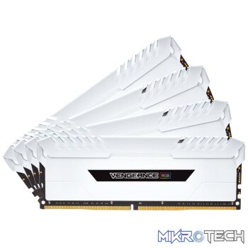 Corsair Vengeance RGB LED 32Gb(8Gbx4) DDR4-3200 (pc4-25600) CL16 1.35v Desktop Memory Module with White heatsink