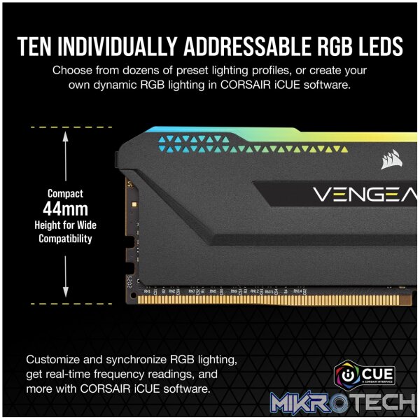 Corsair Vengeance RGB Pro SL 32GB (2x16GB) DDR4-4000 CL18 1.35V 288pin Memory kit Black - Image 3