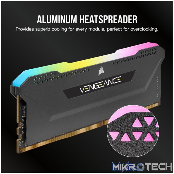 Corsair Vengeance RGB Pro SL 32GB (2x16GB) DDR4-4000 CL18 1.35V 288pin Memory kit Black - Image 4