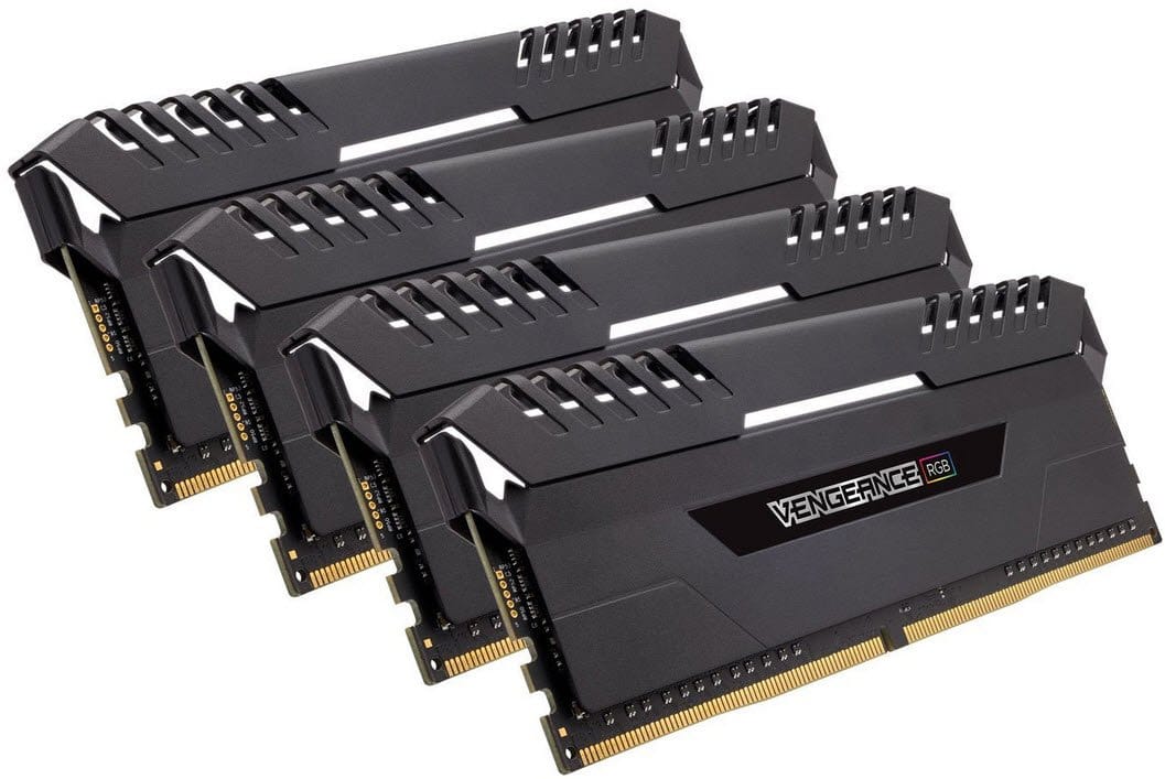Corsair Vengeance RGB led 64Gb(16Gb x4) DDR4-3000 (pc4-24000) CL16 1.35v Desktop Memory Module with black heatsink