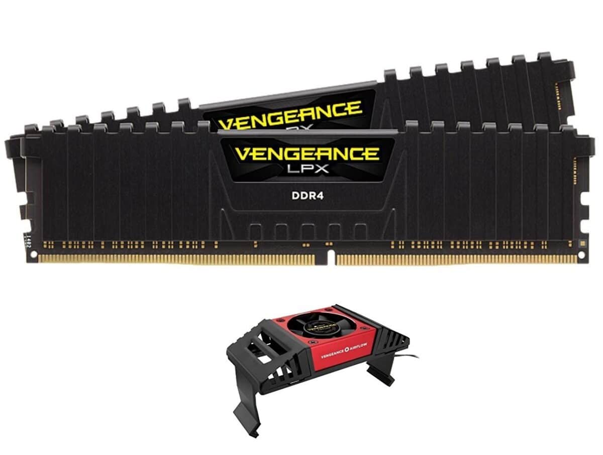 Corsair vengeance Lpx 8Gb x 2 kit Ddr4-4133 1.35V CL19 288pin Memory with blacK low-profile heatsink + memory cooler