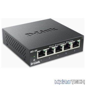 D-Link DES-105 5 port 10/100 un-managed switch with metal housing