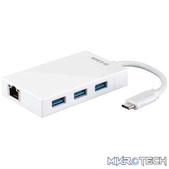 D-Link DUB-D410 USB-C to 3-Port USB Hub and Ethernet Adapter