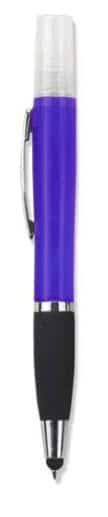 Geeko Purple 3 in 1 Sanitizer Spray Stylus and Blue ink Pen