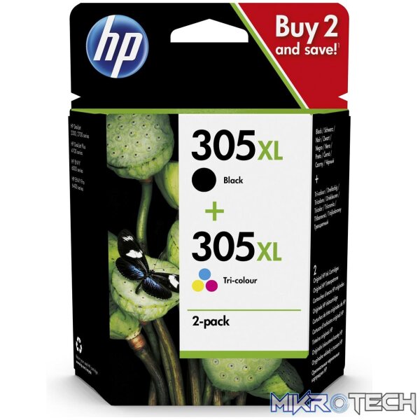 HP 305XL 2-Pack High Yield Tri-Colour / Black original Ink cartridge HP 305XL 2-Pack High Yield Tri-Colour / Black original Ink cartridge