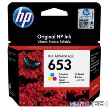 HP 653 Tri-Colour Original Ink Advantage Cartridge