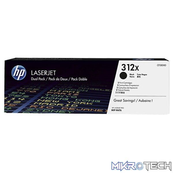 HP To-H312XBx2 CF380XD no.312X Black toner Dual pack HP To-H312XBx2 CF380XD no.312X Black toner Dual pack