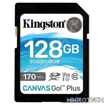 Kingston Canvas Go Plus 128GB SDXC 170R C10 UHS-I U3 V30 Card