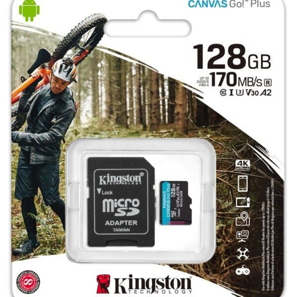 Kingston Canvas Go Plus 128GB microSDXC 170R A2 U3 V30 Card + Adapter