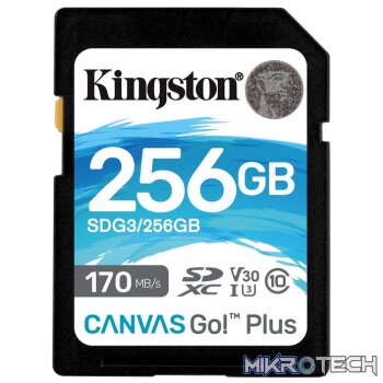 Kingston Canvas Go Plus 256GB SDXC 170R C10 UHS-I U3 V30 Card