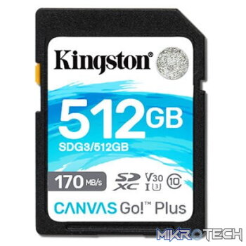 Kingston Canvas Go Plus 512GB SDXC 170R C10 UHS-I U3 V30 Card