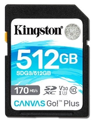 Kingston Canvas Go Plus 512GB SDXC 170R C10 UHS-I U3 V30 Card