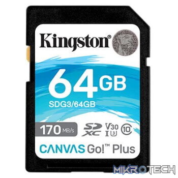 Kingston Canvas Go Plus 64GB SDXC 170R C10 UHS-I U3 V30 Card