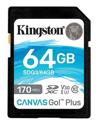 Kingston Canvas Go Plus 64GB SDXC 170R C10 UHS-I U3 V30 Card