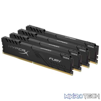 Kingston Hyper-x Fury 128Gb(32Gb x 4) DDR4-2400 (pc4-19200) CL15 1.2v Desktop Memory Module with Black asymmetrical heatsink