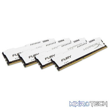 Kingston Hyper-x Fury 64Gb(16Gb x 4) DDR4-2400 (pc4-19200) CL15 1.2v Desktop Memory Module with White asymmetrical heatsink