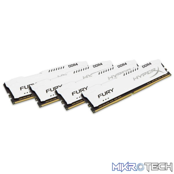 Kingston Hyper-x Fury 64Gb(16Gb x 4) DDR4-2400 (pc4-19200) CL15 1.2v Desktop Memory Module with White asymmetrical heatsink Kingston Hyper-x Fury 64Gb(16Gb x 4) DDR4-2400 (pc4-19200) CL15 1.2v Desktop Memory Module with White asymmetrical heatsink