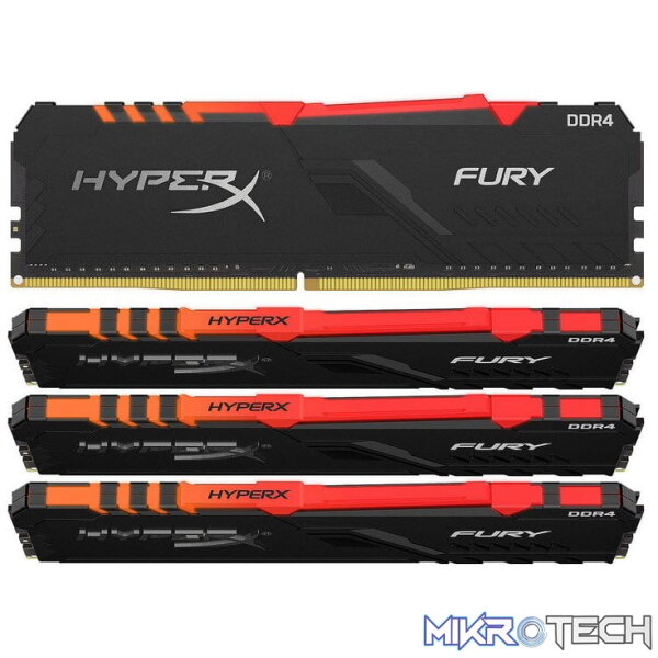 Kingston Hyper-x RGB Fury 32Gb(8Gb x 4) DDR4-3600 (pc4-28800) CL17 1.35v Server Memory Module with heatsink Kingston Hyper-x RGB Fury 32Gb(8Gb x 4) DDR4-3600 (pc4-28800) CL17 1.35v Server Memory Module with heatsink