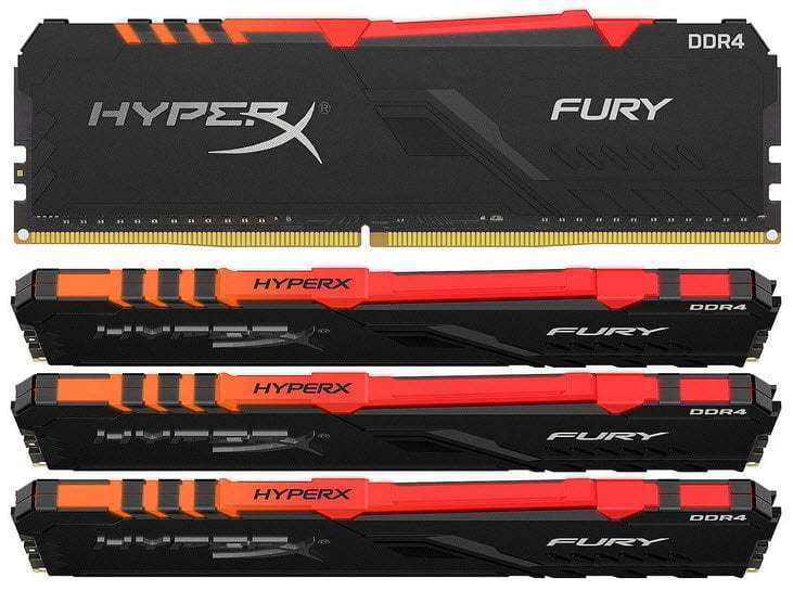 Kingston Hyper-x RGB Fury 32Gb(8Gb x 4) DDR4-3600 (pc4-28800) CL17 1.35v Server Memory Module with heatsink