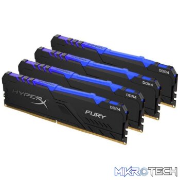 Kingston Hyper-x RGB Fury 64Gb(16Gb x 4) DDR4-2666 (pc4-21300) CL16 1.35v Desktop Memory Module with heatsink