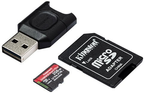Kingston React Plus 256GB microSDXC SDCR2 w/Adapter + MLPM Reader