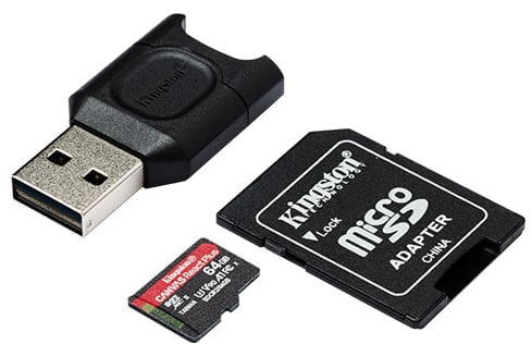 Kingston React Plus 64GB microSDXC SDCR2 w/Adapter + MLPM Reader
