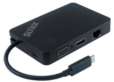 Sunix CCV50PB USB-C Portable Mini Dock Plus Power with USB 3.0 / Gigabit Ethernet / VGA / HDMI / Power Charging