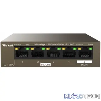 Tenda 5 Port Gigabit with 4x PoE and 1x PoE Input Desktop Switch