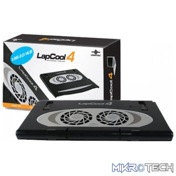 Vantec LPC-420 LapCool 4 Foldable Notebook Cooler with Dual Adjustable Fans and USB Hub