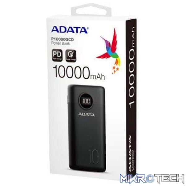 bt-ap10000qcdk_1 Adata P10000QCD Black 10000mAh(37Wh) Powerbank - Image 1