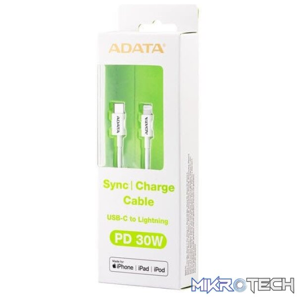 ca-aci-pw_1 Adata AMFiCPL-1M-CWH White USB type-C to lightning 8pins sync+charge i-cable - Image 1