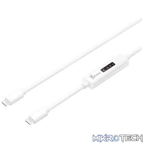 ca-ccu2-jo_1 j5create JUCP14 USB-C 2.0 to USB-C Cable With OLED Dynamic Power Meter - Image 1